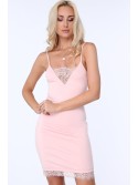 Rochie cu dantela delicata, roz deschis ZZ300 - Magazin online - Boutique